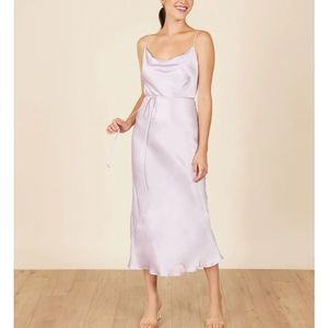 Park & Fifth - Waldorf Dress Lilac Satin Midi Dress - Wedding Guest, Bridesmaid